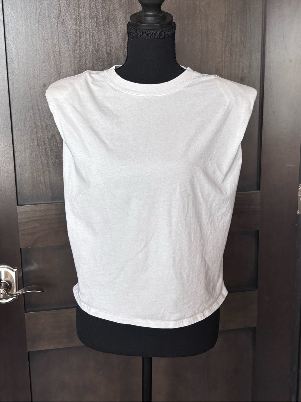 Aritzia White Padded-Shoulder Tank